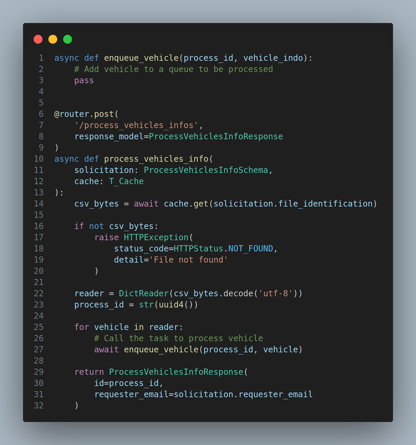 Implementação do endpoint de processamento dos veículos Implementação do endpoint de processamento dos veículos