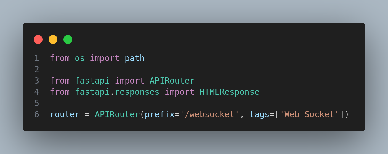 Implementação do apirouter do pacote websocket