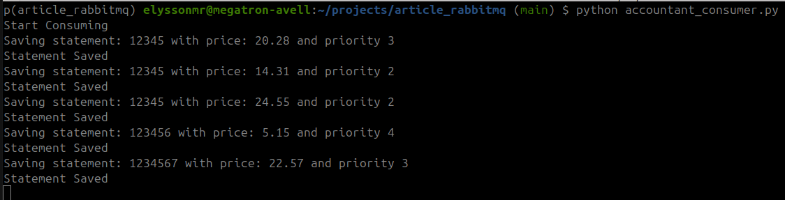 Output do Consumidor da Contabilidade